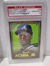 Ronald Acuna Jr Braves 2018 Topps Gallery Wood Canvas ROOKIE #140 graded PAAS Gem Mint 10