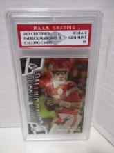 Patrick Mahomes II Chiefs 2023 Certified CAlling Cards # Call-8 graded PAAS Gem Mint 10