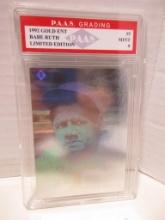 Babe Ruth Yankees 1992 Gold Ent Limited Edition #5 graded PAAS Mint 9