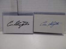 Enos Slaughter of the St Louis Cardinals signed autographed (2) index cards KYC COA