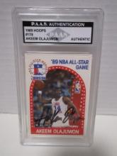 Akeem Olajuwon of the Houston Rockets signed auto slabbed sports / collectors card PAAS sticker 159