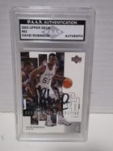 David Robinson of the San Antonio Spurs signed auto slabbed sports / collectors card PAAS sticker 44