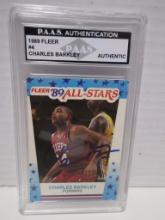 Charles Barkley of the Philadelphia 76ers signed auto slabbed sports / collectors card PAAS sticker