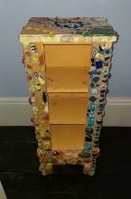 Mosiac Design Wooden Shelf Unit - 35in Tall