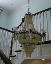 Hanging Chandelier with metal and beads