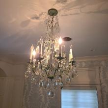8 light Crystal Chandelier with patina