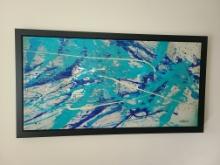 Splatter Acrylic Abstract Original Artwork by Rich B Caliente - 28 x 52 in framed