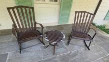 2 Metal Rocking chair with table