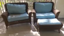 Patio Oversized  Chair - one with ottoman - cushions need cleaning