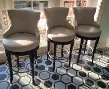 Leather and wood Barstools - small imprefection
