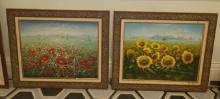Flowers in the field by C. Benolt - Framed and signed artwork