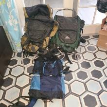 Backpacks lot of 3 and hats