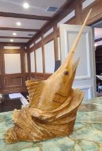 Hand Carved Sailfish Sculpture - 19.5 in H
