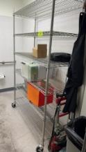 Metro rack in restroom 18 x 48 six shelves on