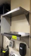 2 stainless steel wall shelves square front 24