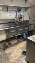 90 inch long three compartment pot sink with two