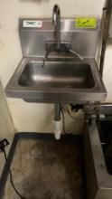 Wall mounted hand sink with faucet 17 inches wide