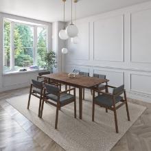 BRAND NEW ORIGINAL PACKAGING INDOOR EXTENDABLE 74" TABLE WITH 6 CHAIRS