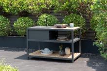 BRAND NEW ORIGINAL PACKAGING OUTDOOR KITCHEN IN ALUMINUM & TEAK. STAINLESS STEEL SINK. HOSE CONNECTI