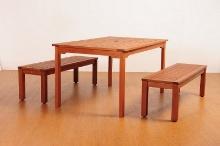 BRAND NEW ORIGINAL PACKAGING OUTDOOR 59" BY 35" TABLE  WITH 2 BENCHES - SOLID WOOD