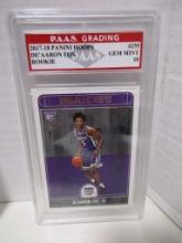 De'Aaron Fox Kings 2017-18 Panini Hoops ROOKIE #255 graded PAAS Gem Mint 10
