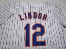 Francisco Lindor of the NY Mets signed autographed baseball jersey Legends COA 470