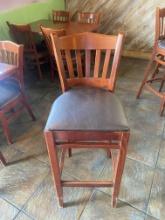 Cherry wood reverse ladder back Bar Stools with Brown vinyl cushion