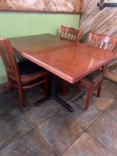 46" x 32" lacquer wood dining table with metal base