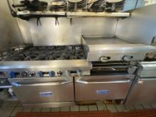 Royal six burner gas range with double oven 24 inch flat grill 20 inch broiler