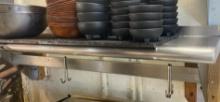 44 inch stainless steel wall mount shelf with pot rack