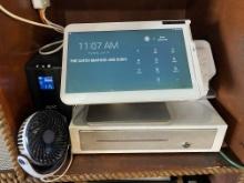 POS cash register system with battery backup thermal printer, computer pad, and monitor Cash drawer