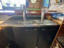 72 inch Beverage Air refrigerated draft beer cooler with two towers and five taps