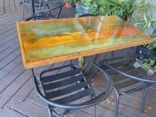 50" x 25" nautical themed outdoor wood tables with resin and metal bases
