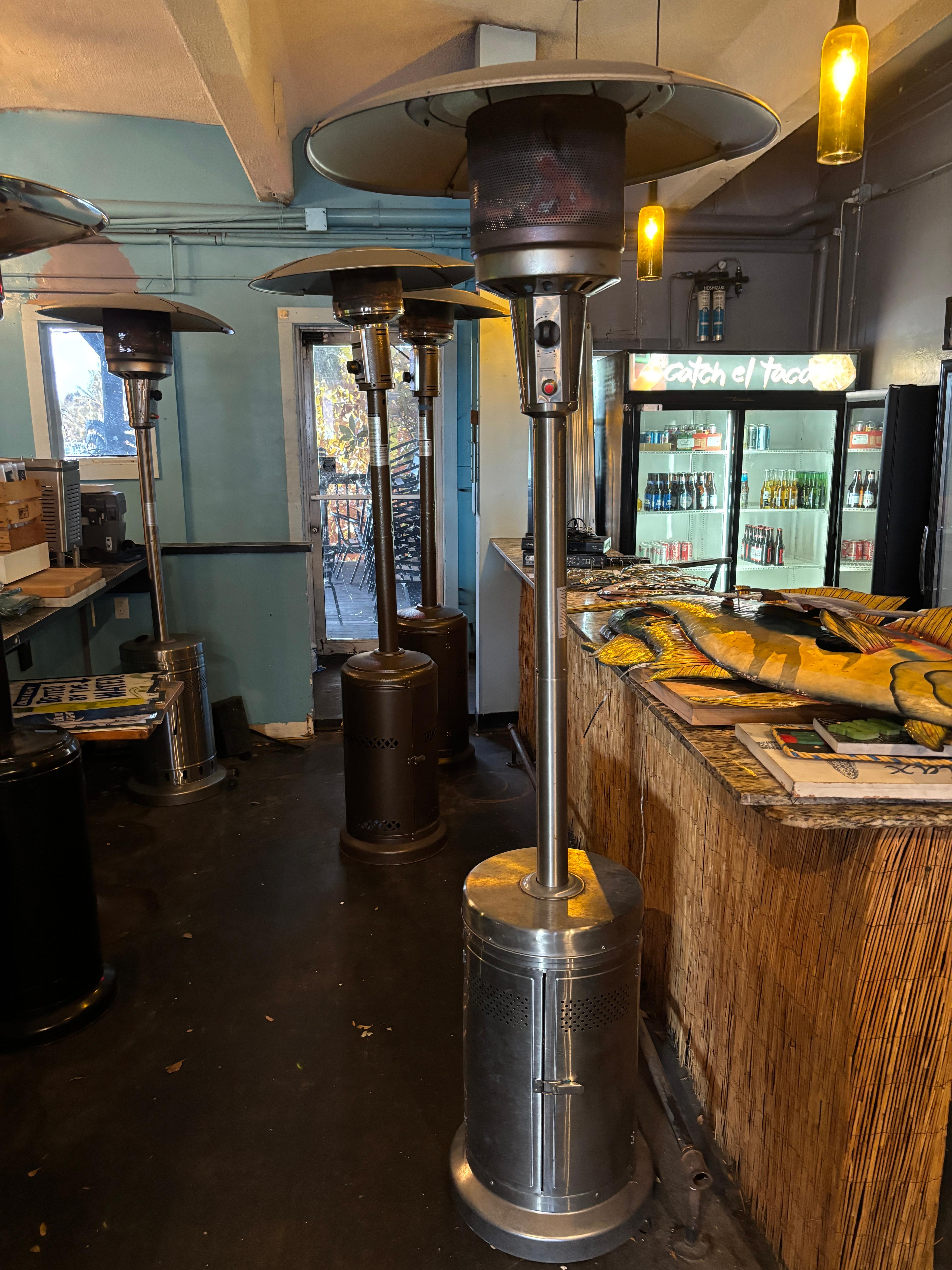 4 floor model out door heaters, very good condition.