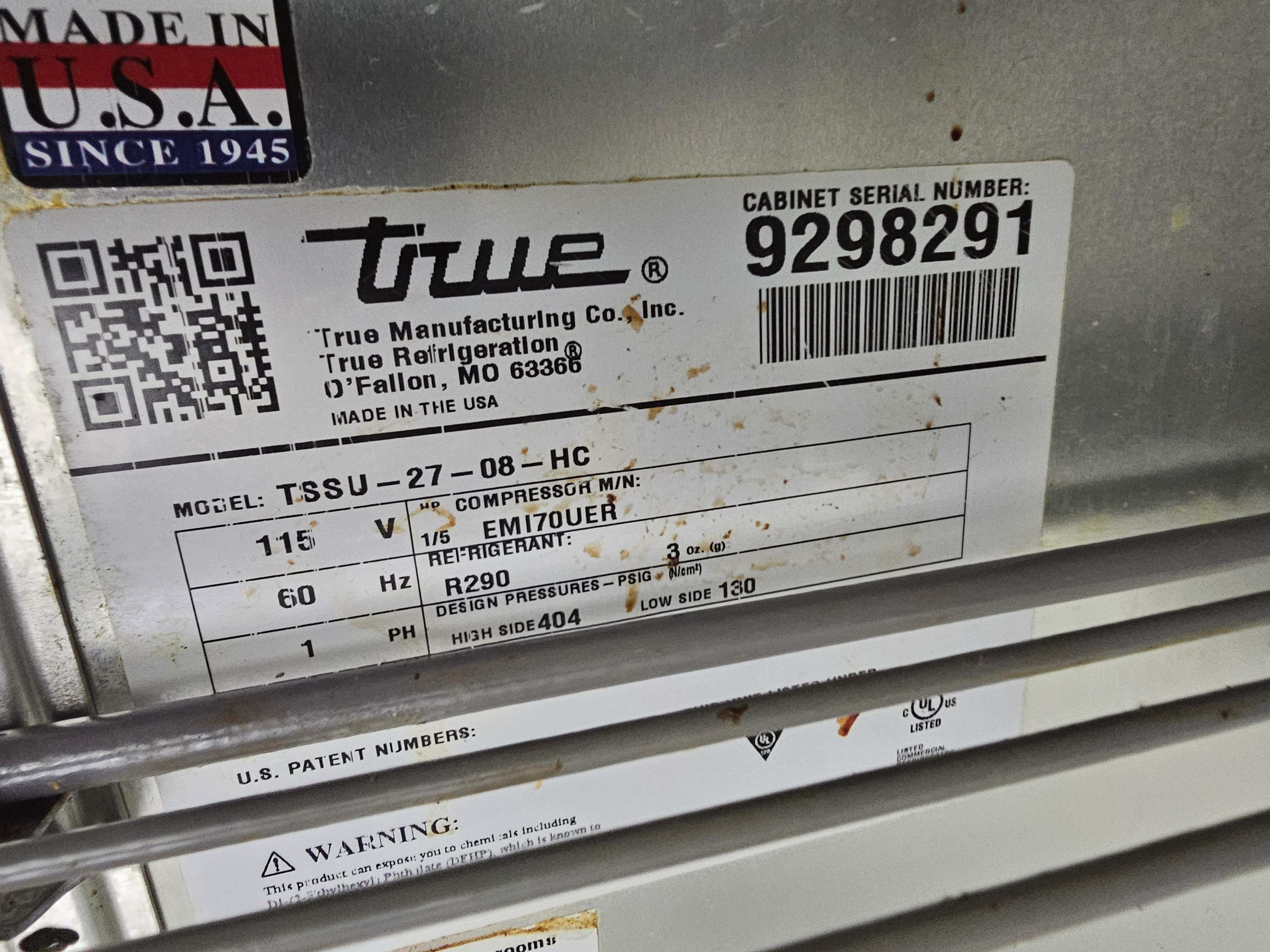 True TSSU-27-08-HC 28" Refrigerated Prep Table