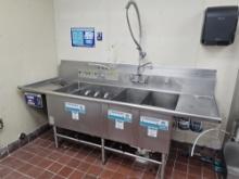 94" x 34" Oversized Three Compartment Sink with Spritzer