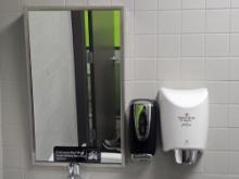 World Dryer Hand Dryer, S/S Frame Mirror and Soap Dispenser
