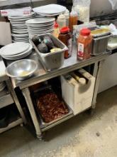 stainless table 30x 36 in on casters