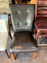 Leather Cushioned High Back Push Pin Armless Chairs