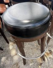 Leather Cushioned Chrome & Wood Barstools