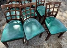 Leather Cushioned Ladder Back Wood Dining Chairs