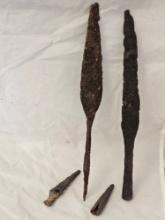 100 B.C. Helvetii - Iron Spear Heads with Spear Butts
