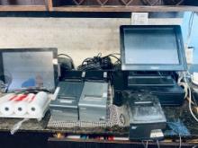 POS system with two monitors, six thermal printers and locking Cash draw