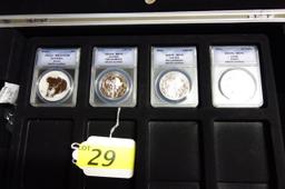 12 COIN SET, ANACS GRADED MS-70, 1 OZ .999 FINE SILVER COINS OF THE WORLD