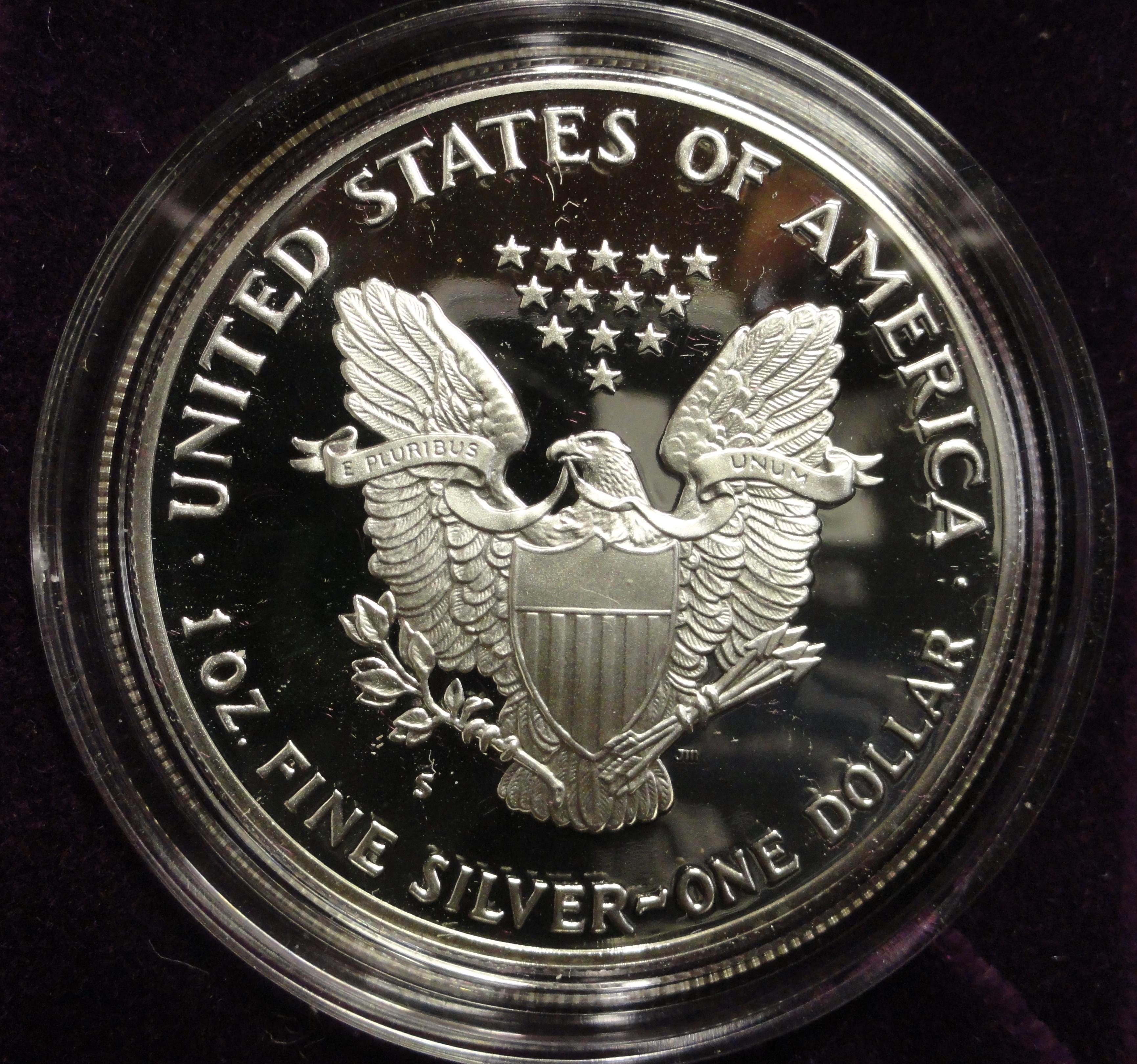 1990 REVERSE PROOF AMERICAN EAGLE ONE OUNCE SILVER COIN