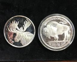 (2) 1 TROY OUNCE .999 FINE SILVER ROUNDS