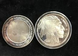 (2) 1 TROY OUNCE .999 FINE SILVER ROUNDS