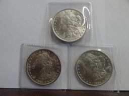 (3) BU MORGAN SILVER DOLLARS: 1881-S, 1884-O, 1889