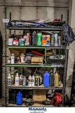 LOT OF ASSORTED ITEMS ON (1) METRO SHELVING UNIT
