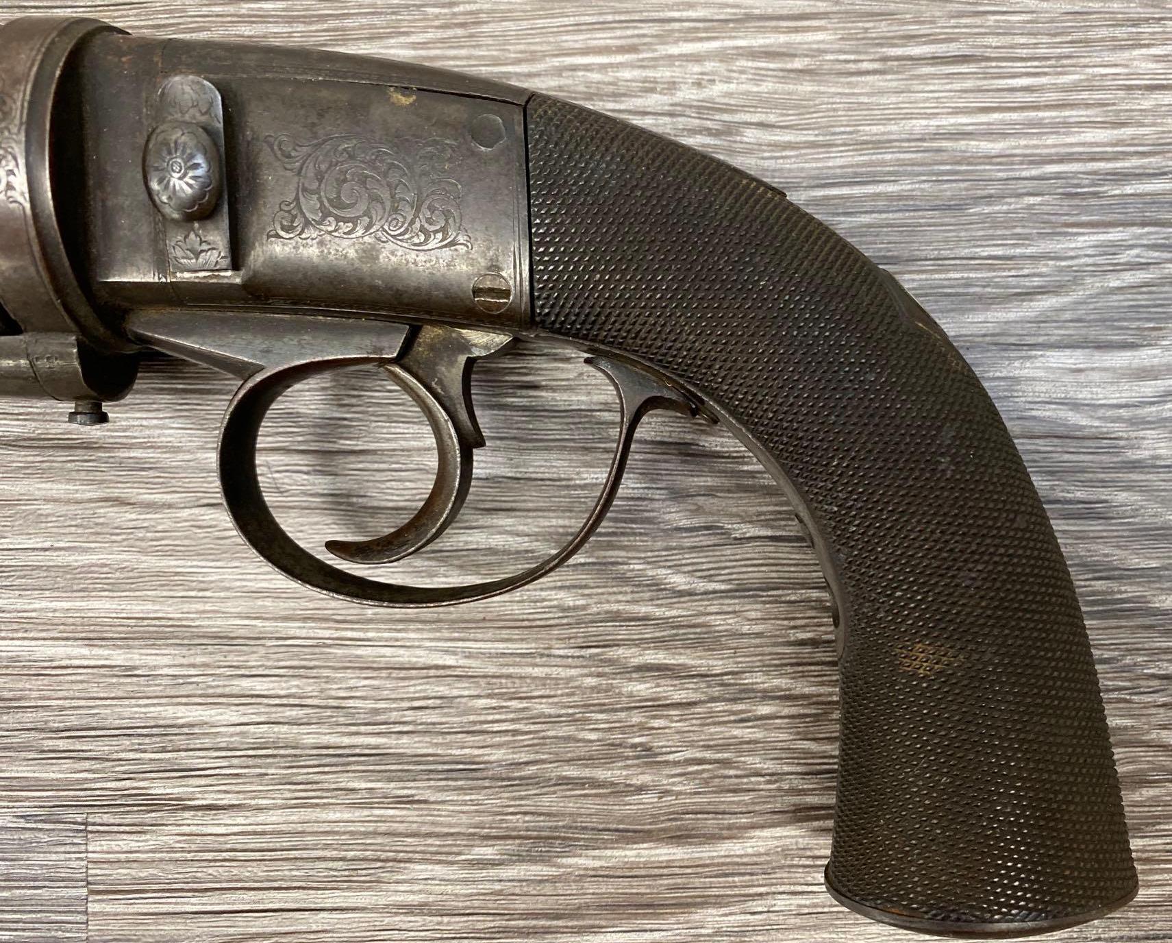 HARVEY'S PATENT 1854 SECOND MODEL SELF COCKING 'HAMMERLESS' SIX SHOT REVOLVER